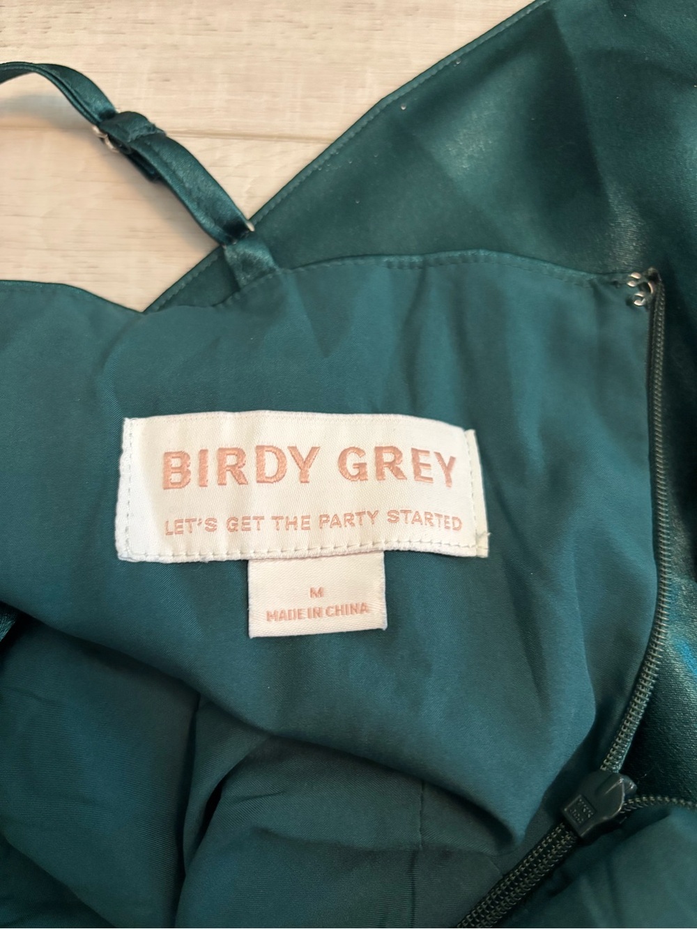 Birdy Grey Lydia Shiny Emerald Satin Bridesmaid Dress Slit NWT Medium - Picture 11 of 13